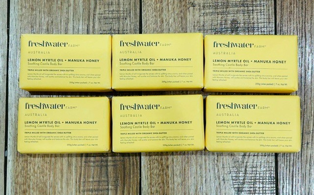 x6 Bars freshwater FARM AUSTRALIA Soothing Castile Body Bar Soap Lemon/Honey