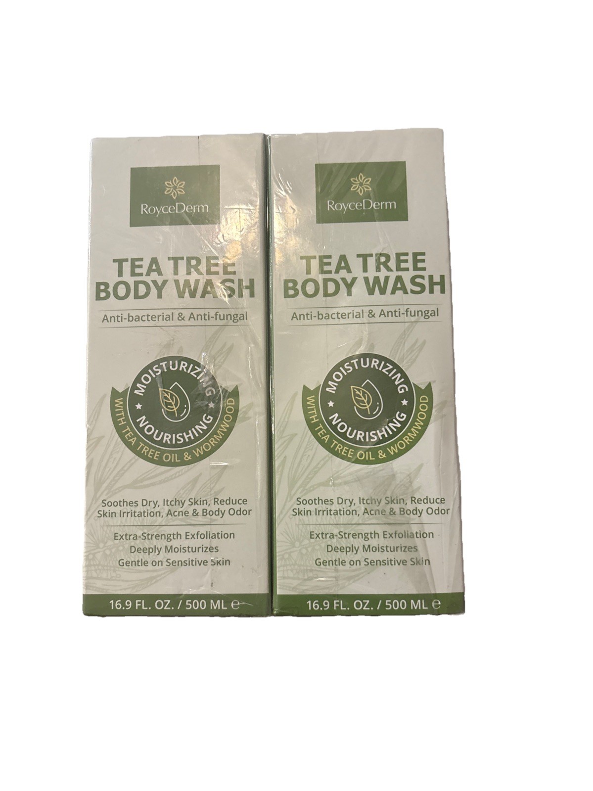RoyceDerm Tea Tree Body Wash And Antifungal Soap, 16.9 Fl Oz & 2 4.1 Oz 2 Pack