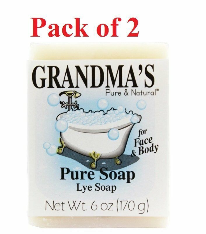 Grandma’s Pure & Natural Lye Soap Soothing Dry Skin No Fragrance 6oz Pack of 2