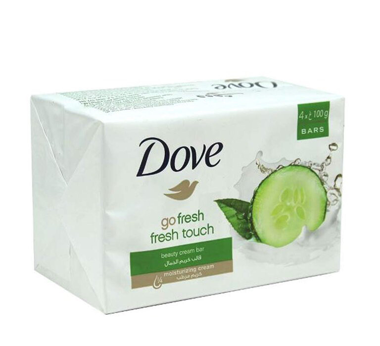 Dove Soap 4 Bars Fresh Touch Beauty Cream Bar Soap Cucumber and Green Tea HTF #2