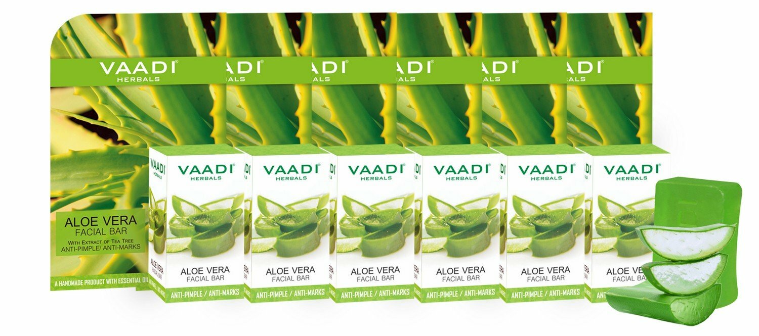 Vaadi Herbals Aloe Vera Facial Bars with Extract of Tea Tree, 25 g Free Shipping