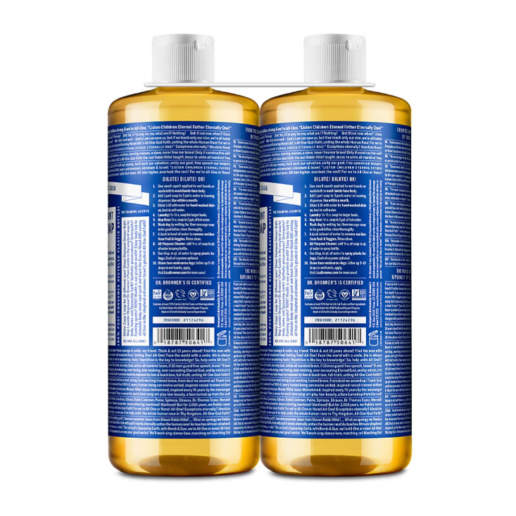 Dr Bronner’s Peppermint Pure-Castile Soap, 2 pk./50 oz. (NO SHIP TO CA STATE)