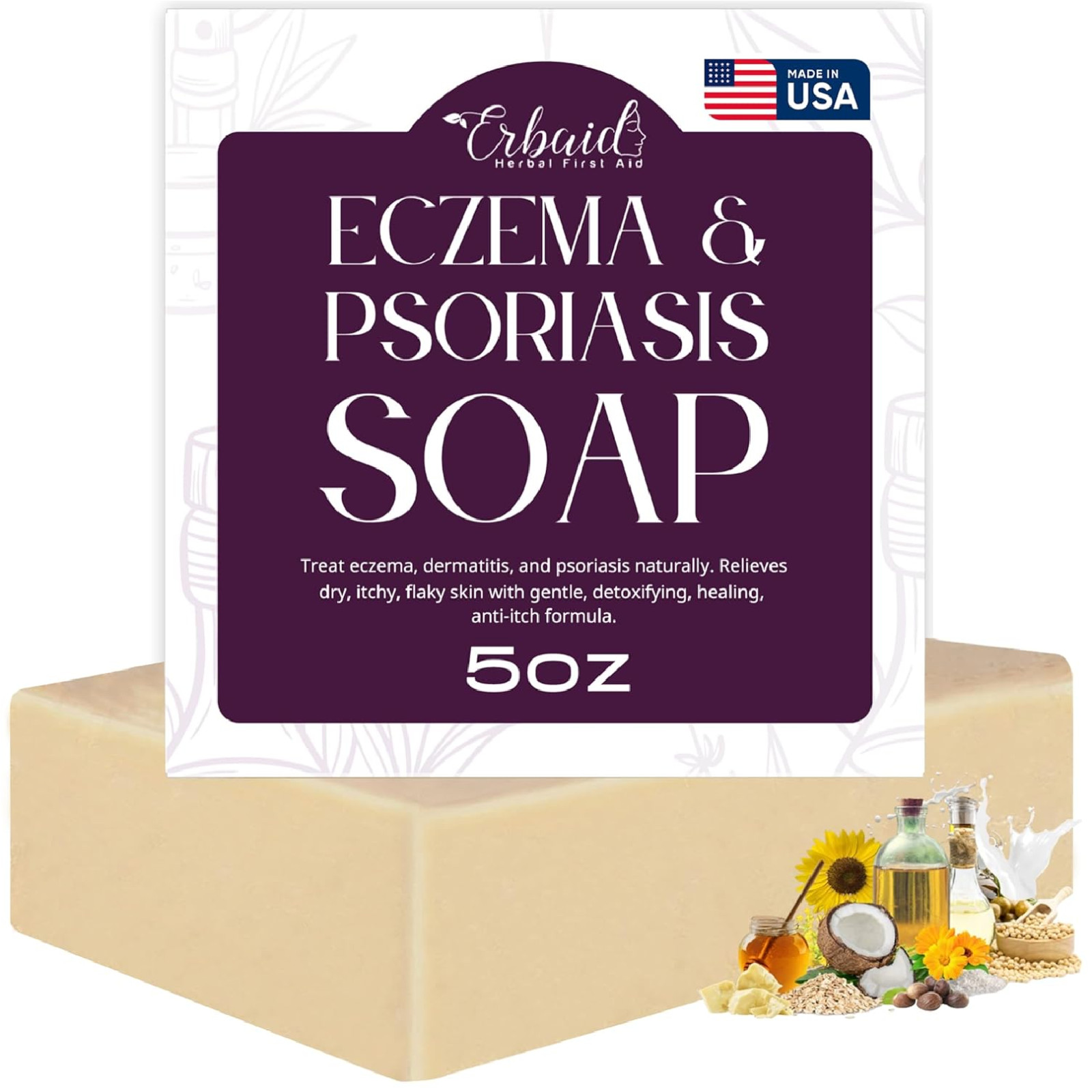 Eczema Soap Bar for Face and Body – All Natural Dermatitis, Psoriasis Treatment