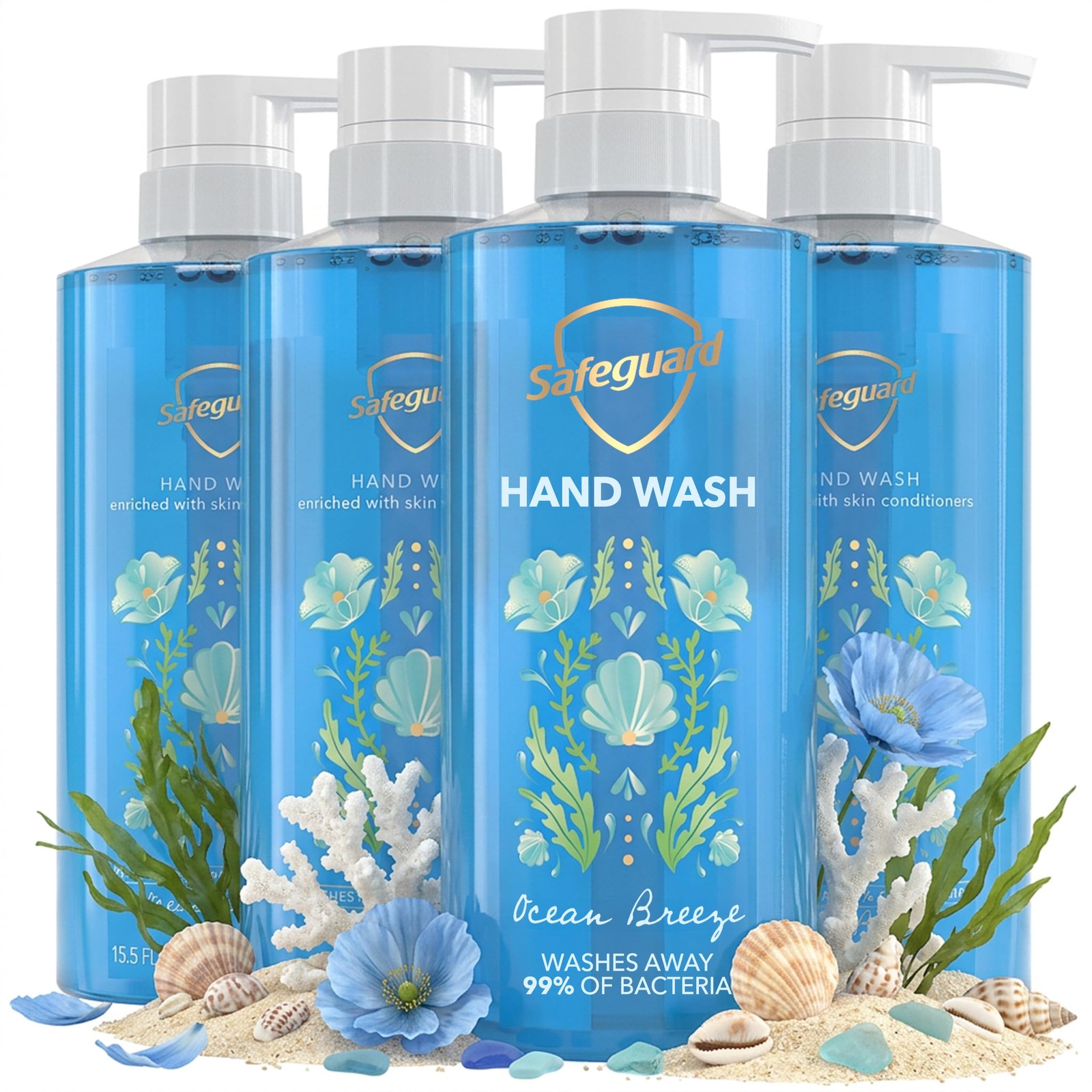 Safeguard Liquid Hand Soap, Micellar Deep 15.5 Fl Oz (Pack of 4), Blue
