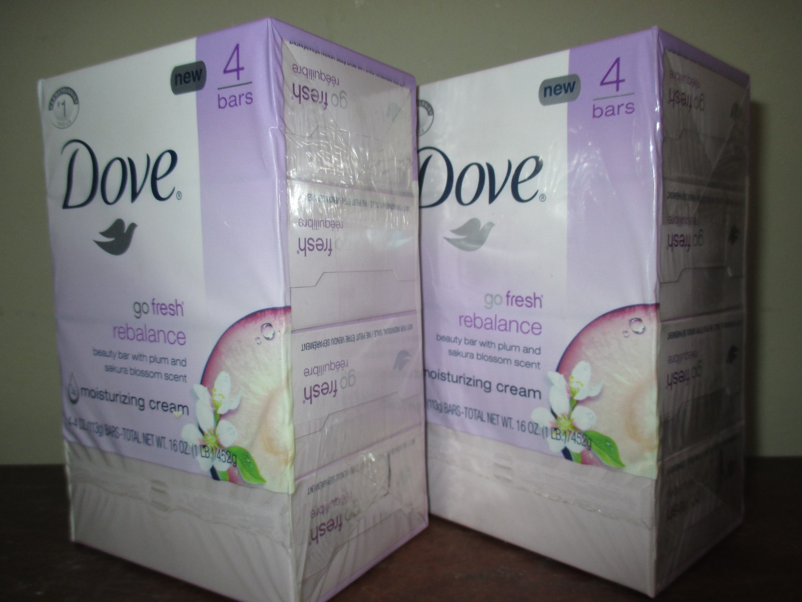 2 x 4 pk Dove go fresh rebalance Beauty bars with Plum Sakura blossom scent 4oz