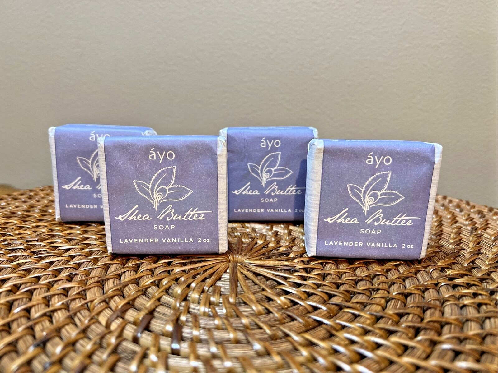 AYO Shea Butter Bar Soap Travel Size Lavender VANILLA 2oz lot of 4 New
