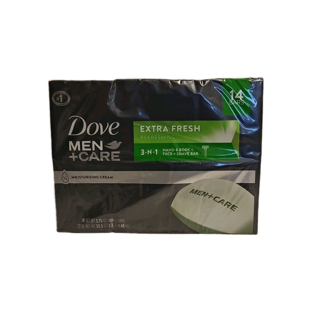 Dove Men+Care 3-in-1 Body Face Shave Bar Soap Extra Fresh 14 Pack 3.75oz Each