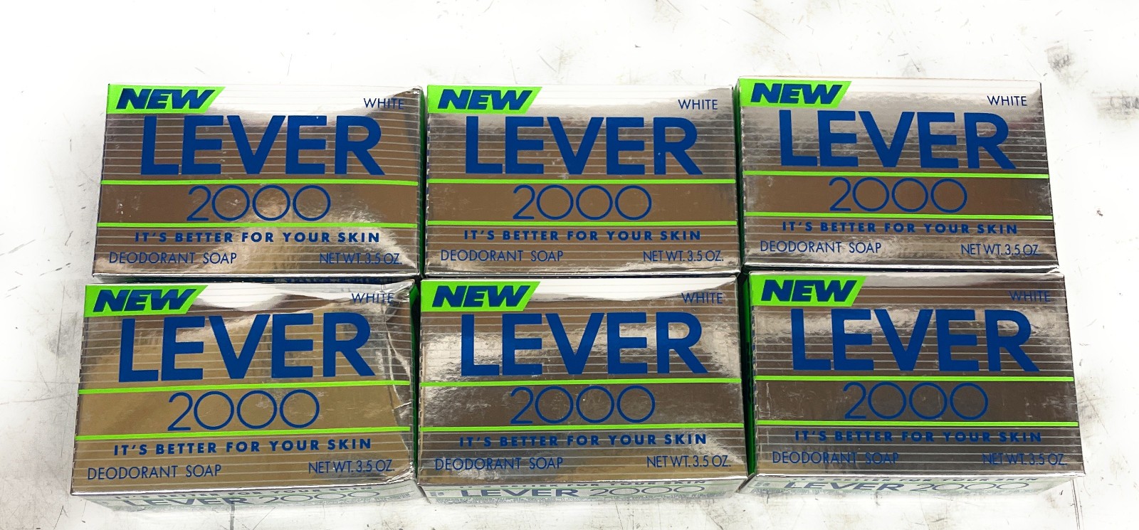 Vintage Lever 2000 Original Deodorant Bar Soap, 3.5oz, Lot of 6