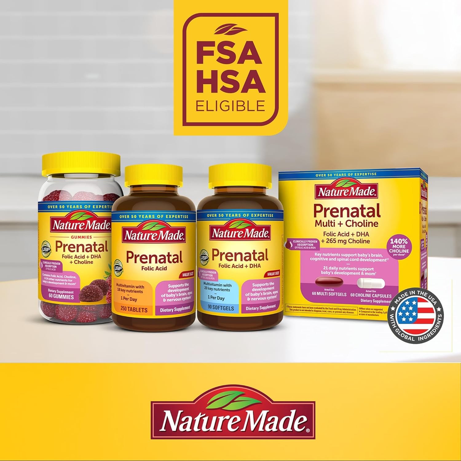 Prenatal Multivitamin & DHA for Eyes Brain & Nervous Support (60 Caps)