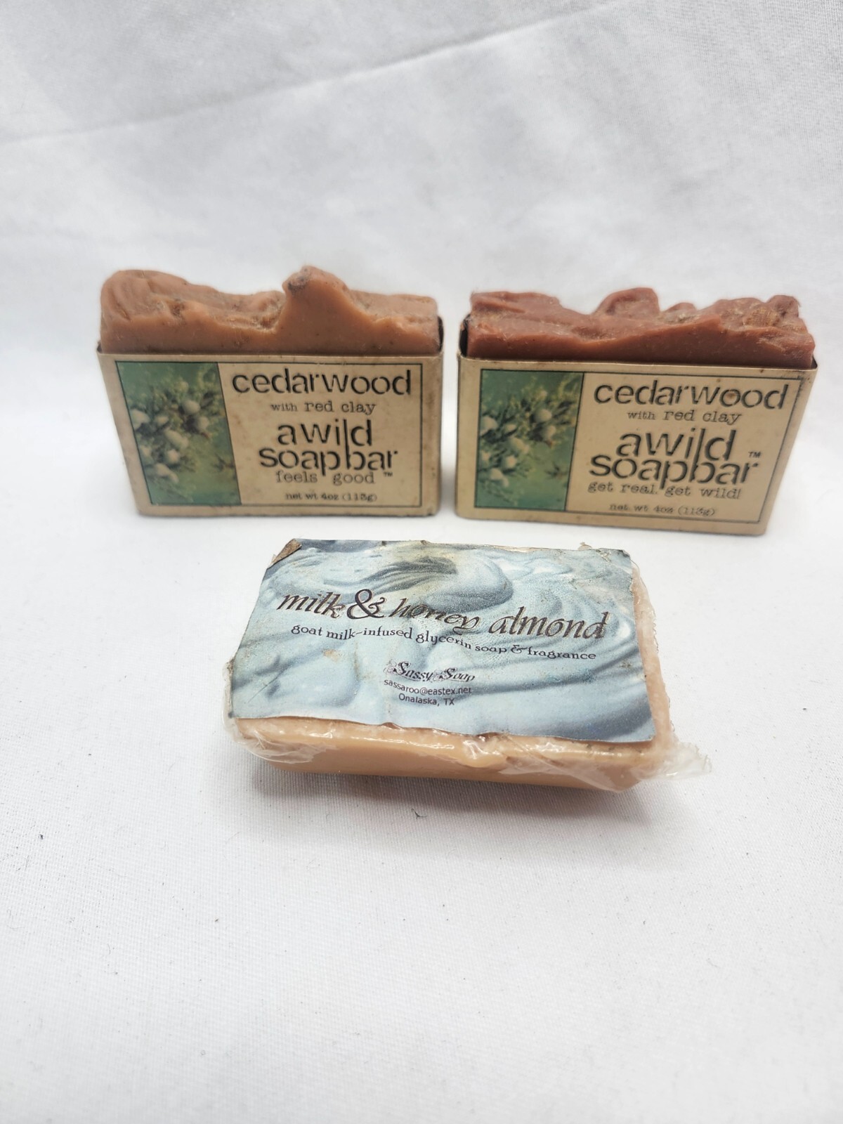 Texas Cedarwood/Milk & Honey Almond Soap Bars Set/3 From Primitive Antique Sale