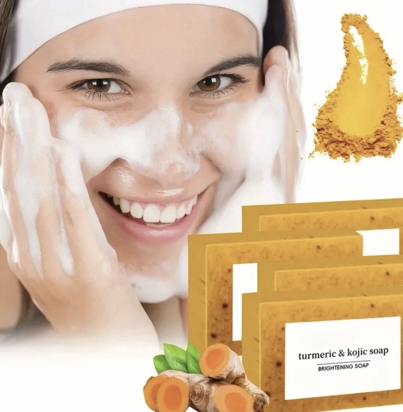 Turmeric & Kojic Brightening Soap 3.5oz Yellow Lemon Rectangular