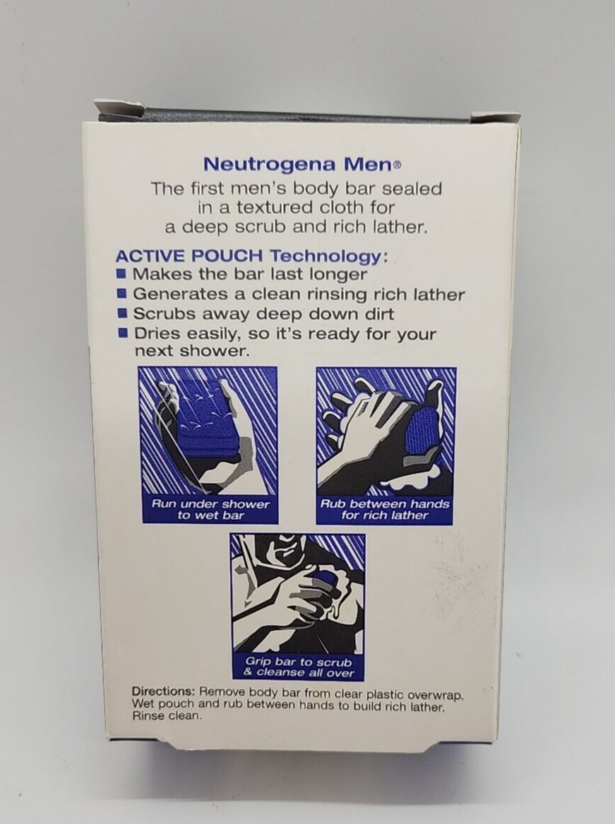 Vtg Neutrogena Men Power Scrub Deodorant Bar Soap Body Bar Textured Cloth RARE