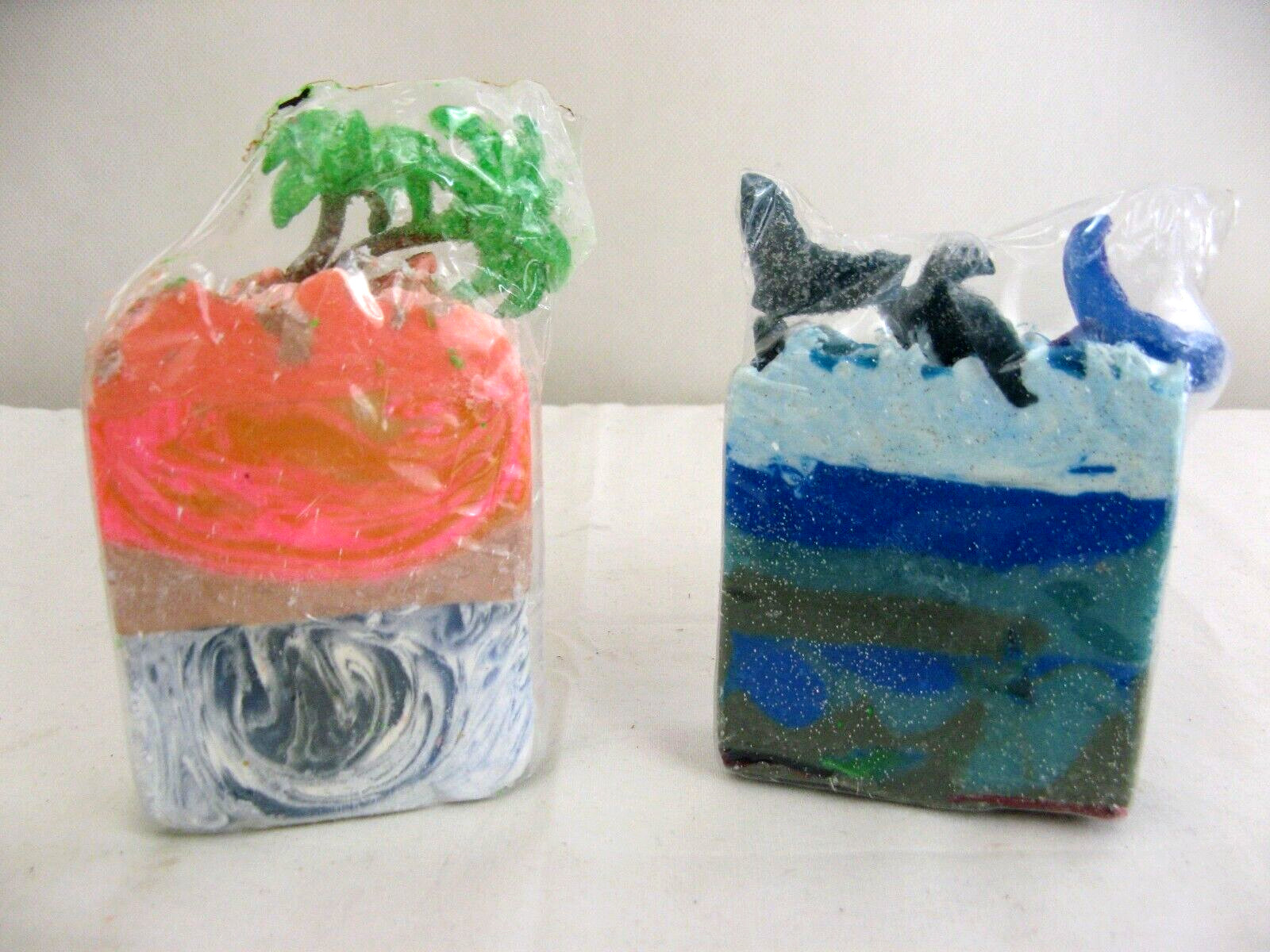 2 Hand Made Tropical Ocean Decorative Bar Soaps 4″ Tall 4 oz. Each