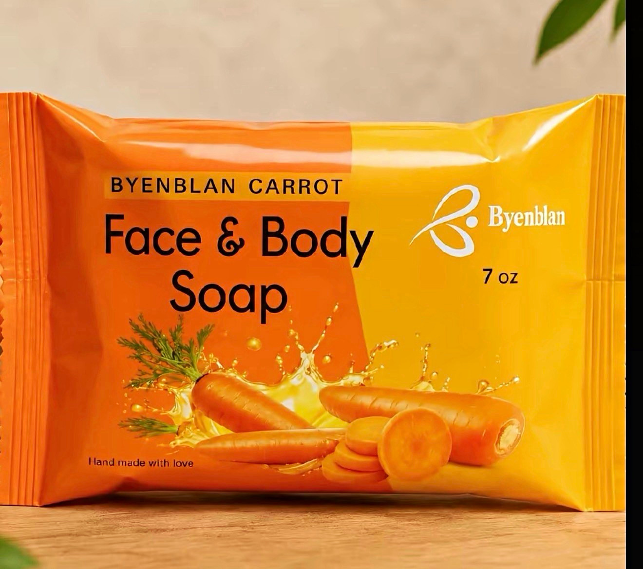 Byenblan Handmade 3x Carrot Face & Body Soap Bar 7oz, Men/Women, All Skin Types