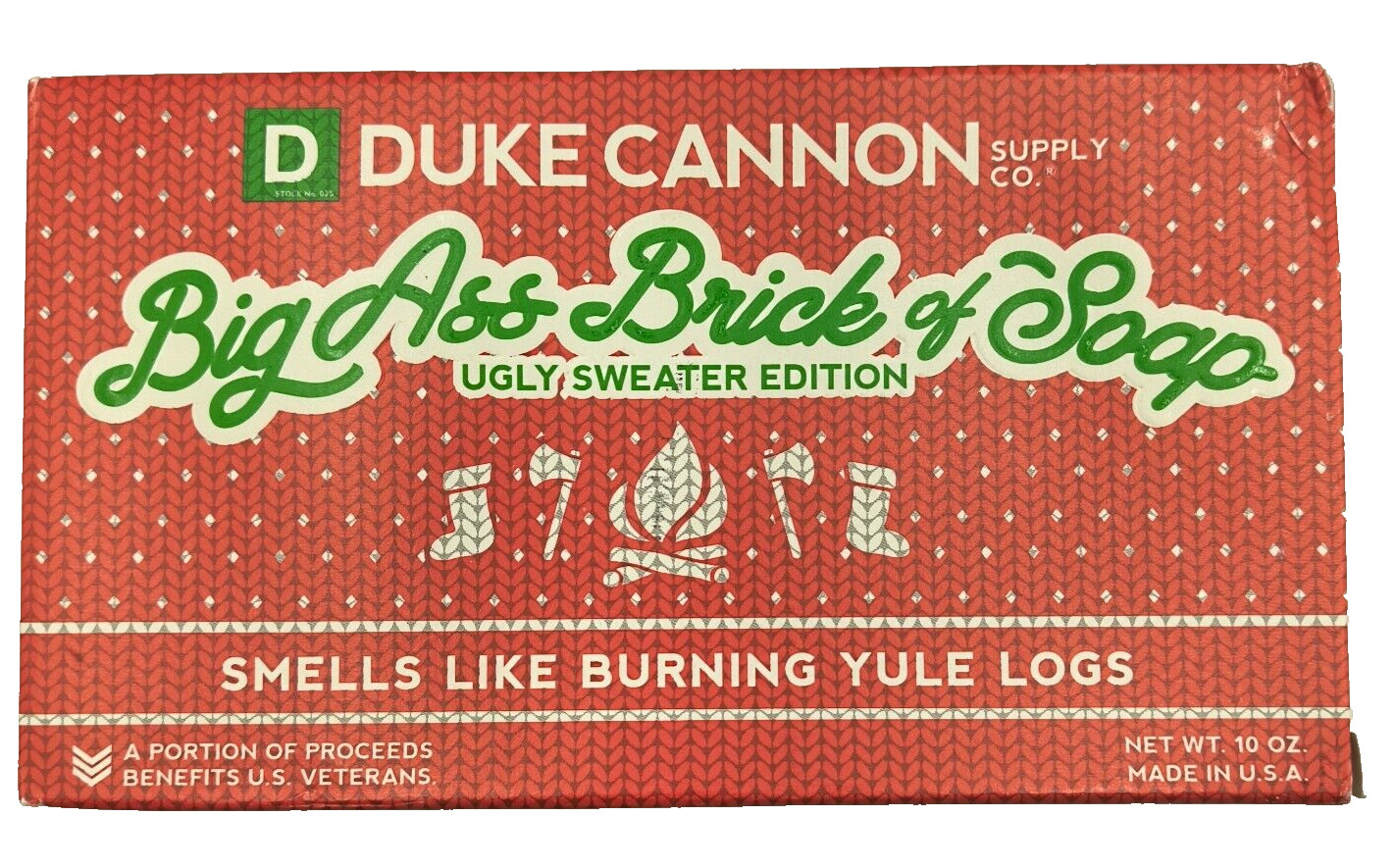 Duke Cannon Supply 2 Bars Big Ass Brick of Soap Ugly Sweater Christmas Yule Log