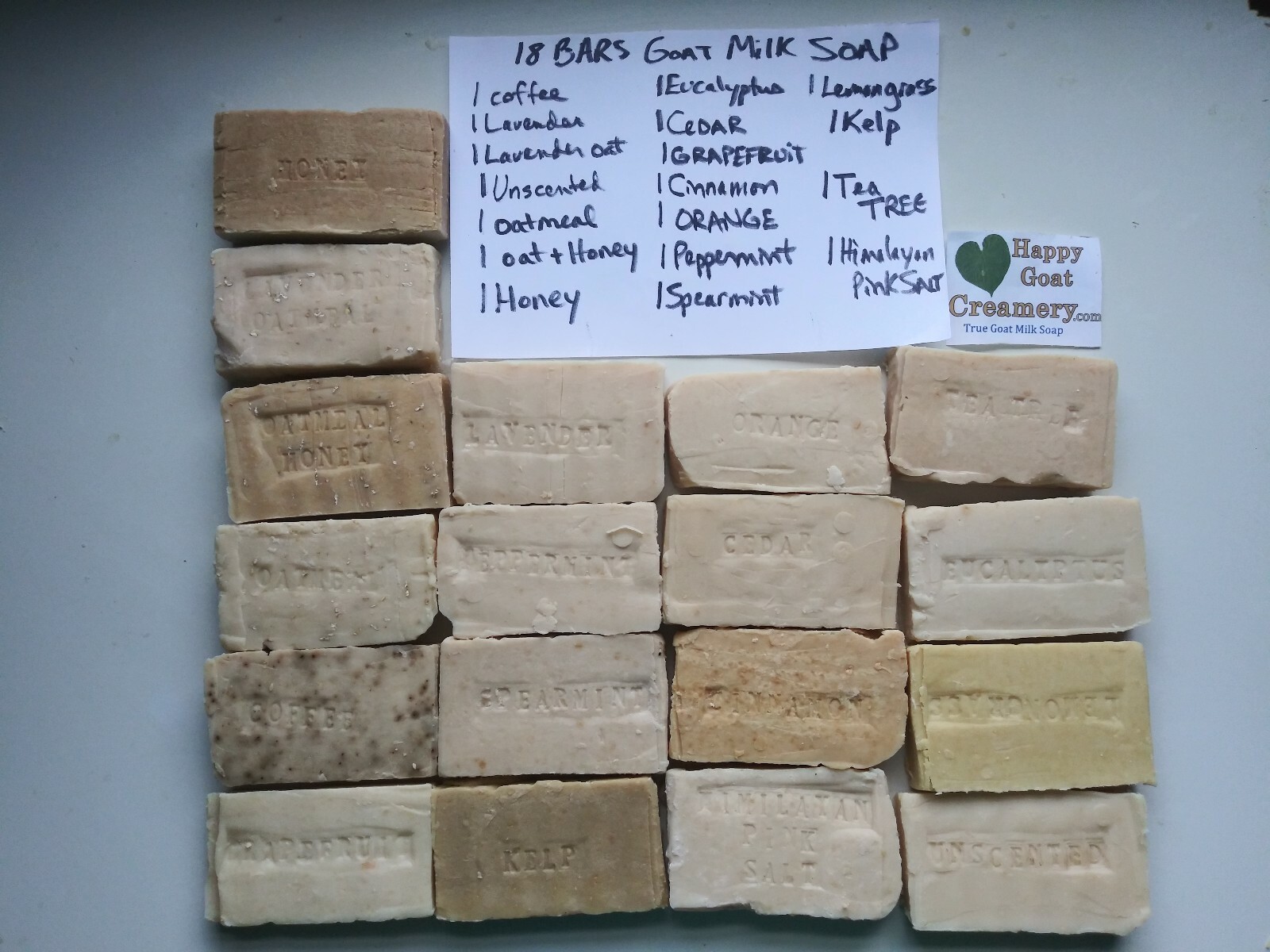 21 BARS GOAT MILK SOAP HAPPY GOAT CREAMERY NOT JUST BARS IN PHOTO 3 BARS ADDED