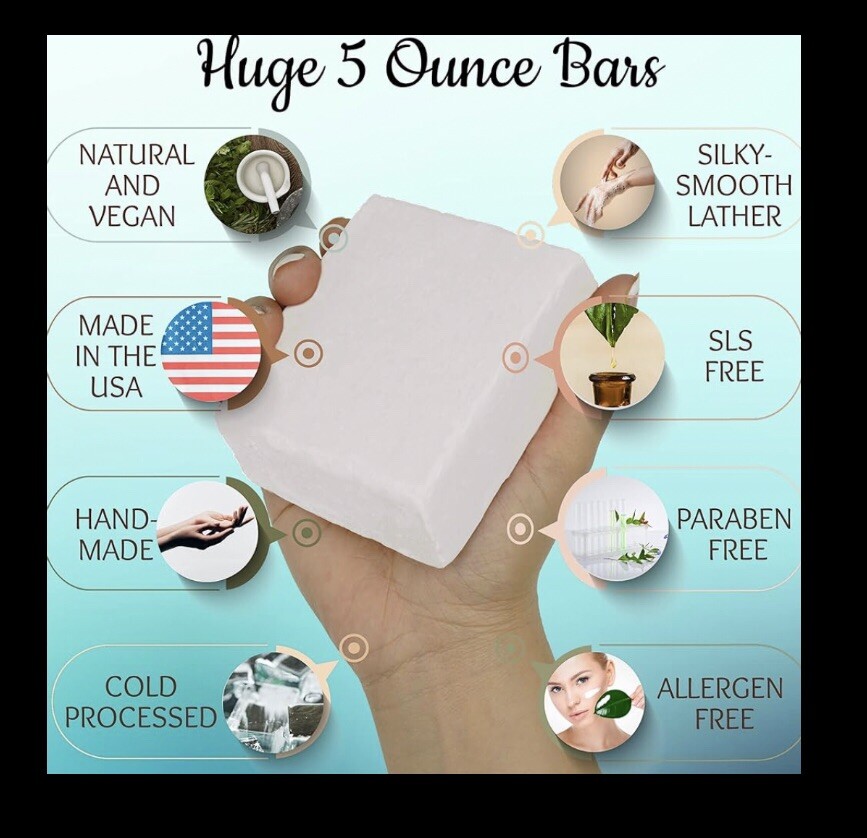 Amish Farm Worlds Best Quality Bar Soap Fragrance Free No Dyes (Pack of 5 Bars)