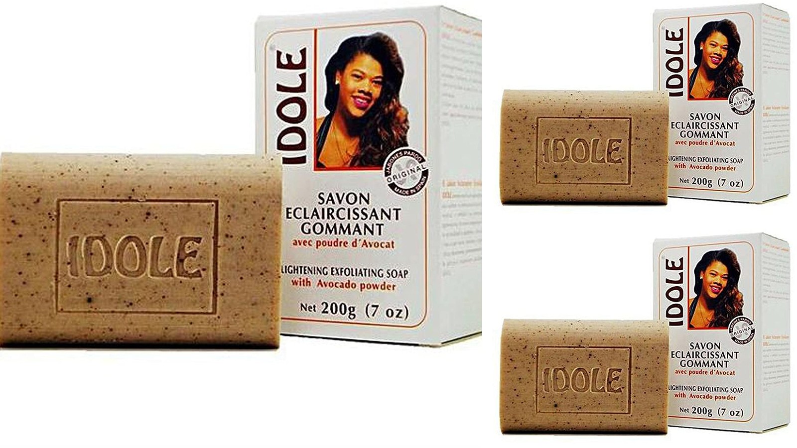 Idole Lightening Exfoliating Soap Pack Of 3 Avocado Seed Powder 7 Oz