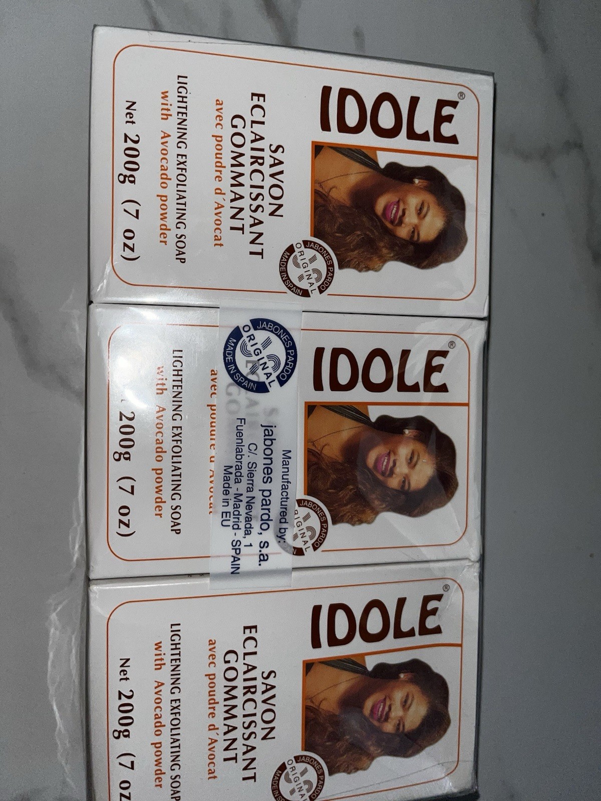 3 bars IDOLE Lightening Exfoliating Soap with Avocado Powder 7oz.each NEW!