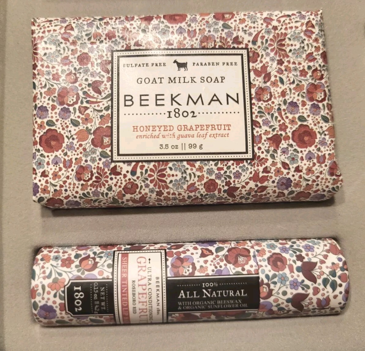 Beekman 1802 Honeyed Grapefruit Goat Milk Bar Soap 3.5oz & Lip Balm Set