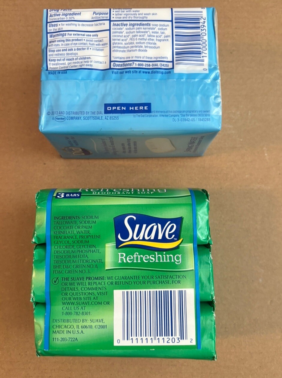 Dial Spring Water Bar Soap-2 Pack-3.2 Oz Each-Antibacterial & 3 Suave Refreshin
