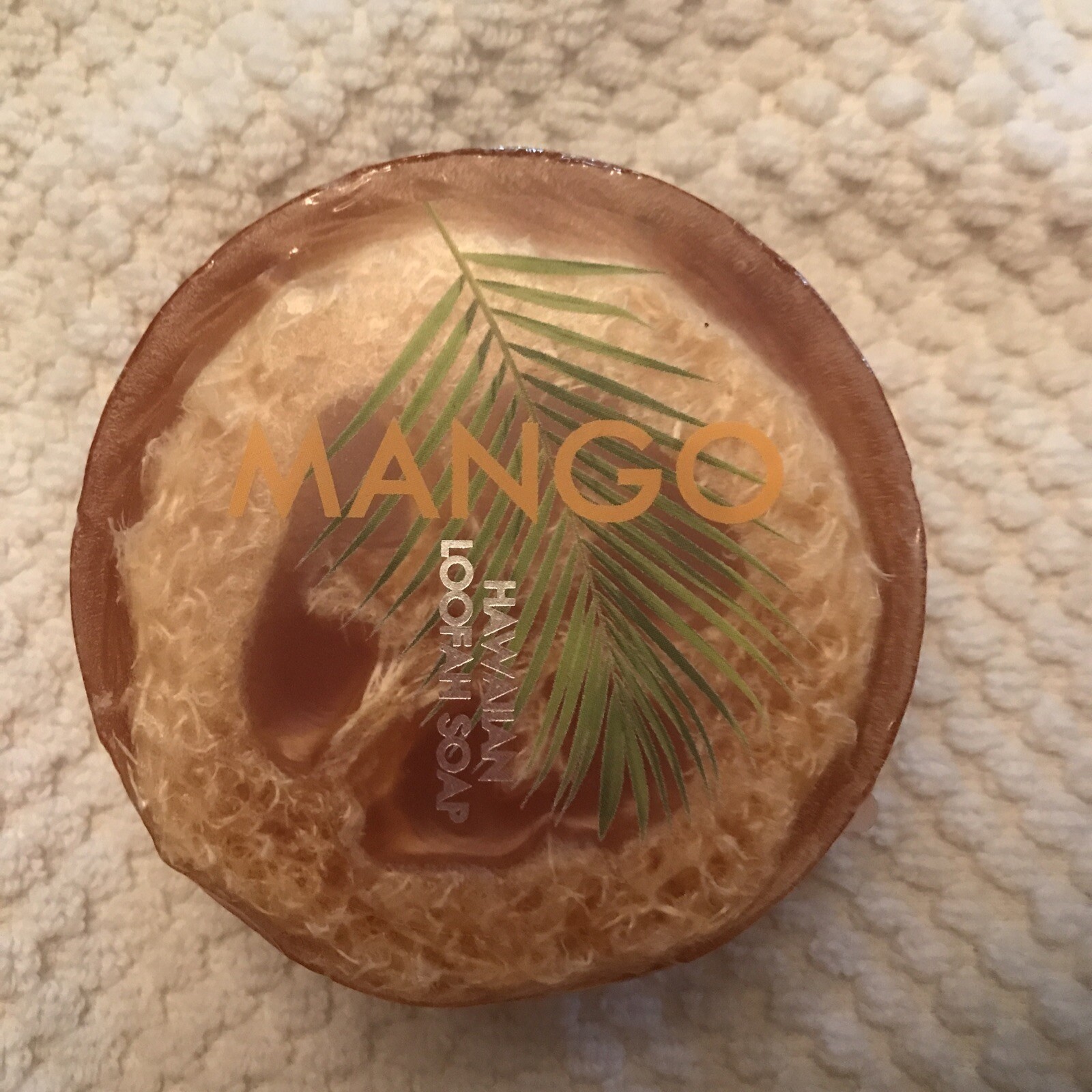 Hawaiian Loofah Soap Mango Made By The Maui Soap Co With Sea Salt & Kukui.