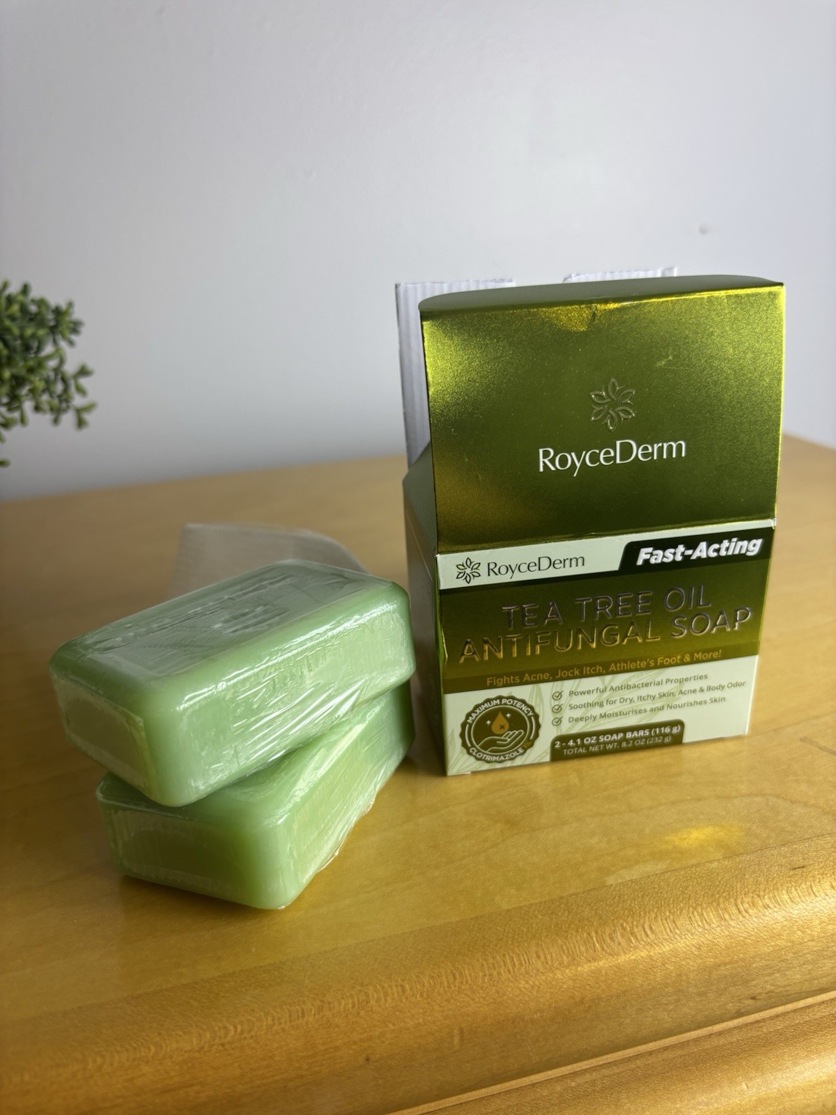 RoyceDerm Tea Tree Oil Antifungal Soap Bars 4.1 oz, 2-Pack Multipack