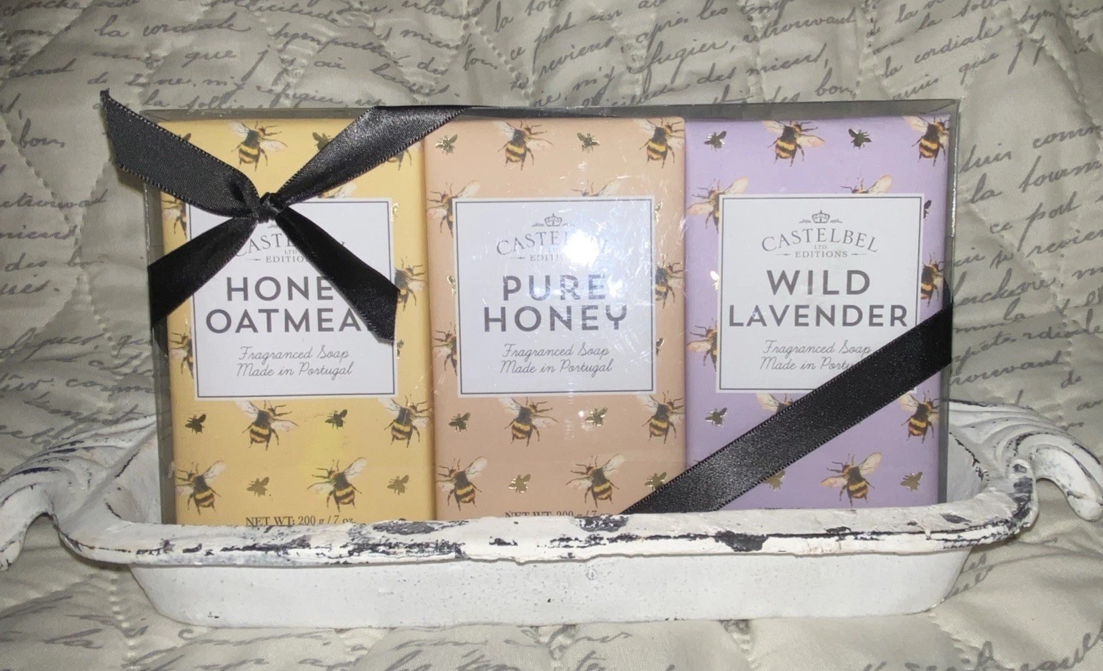 Castelbel 3 Pack Honey Oatmeal Wild Lavender Pure Honey Large Bar Soap 7 oz Each