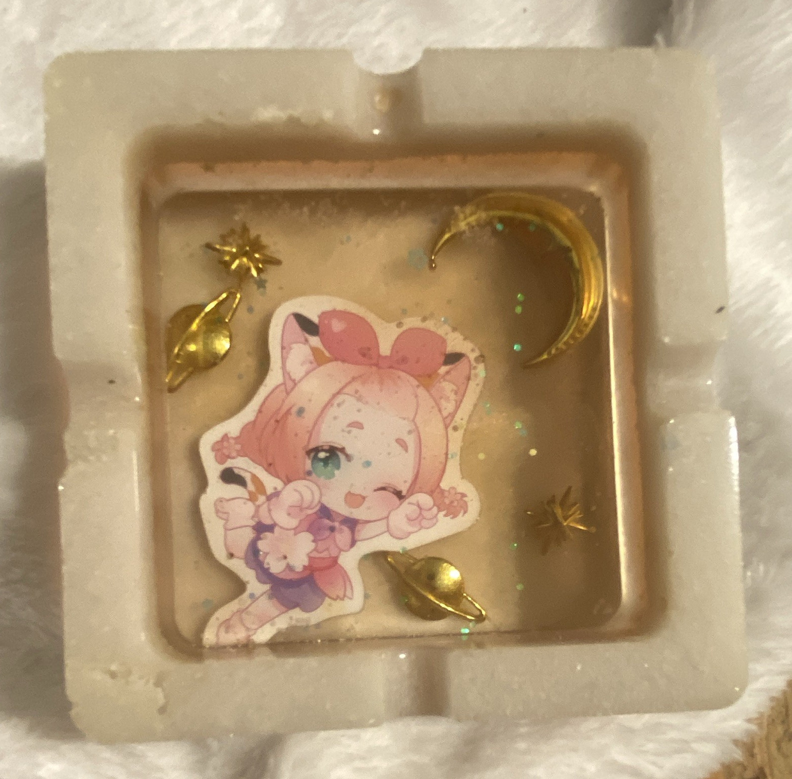 Handmade Square Body Soap Bar, Cartoon Pattern, Brown/Clear for Body & Hands