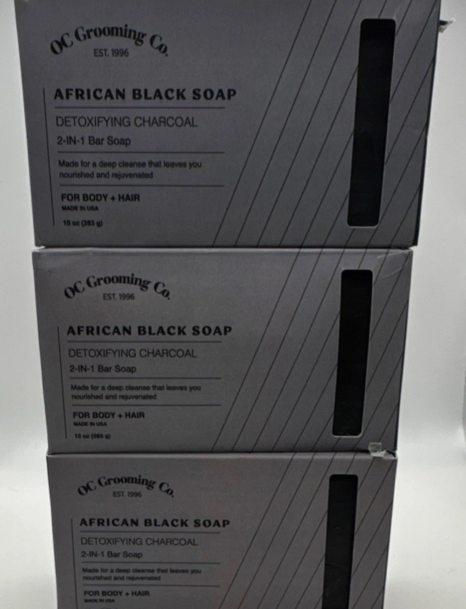 OC Grooming Co. African Black Soap Charcoal Detoxifying Body & Hair Bar 10 oz
