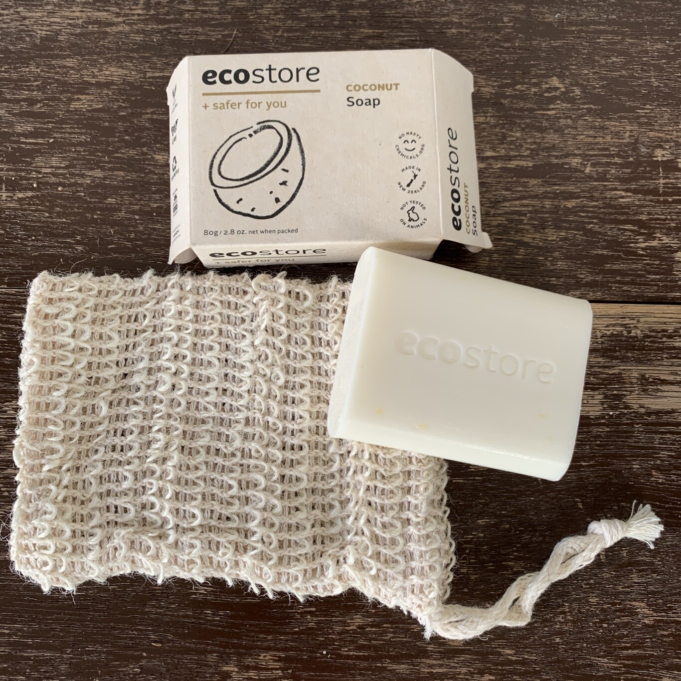 ecostore Coconut Body Soap Set Sisal Bag Pouch Handmade, Eco-Friendly Natural
