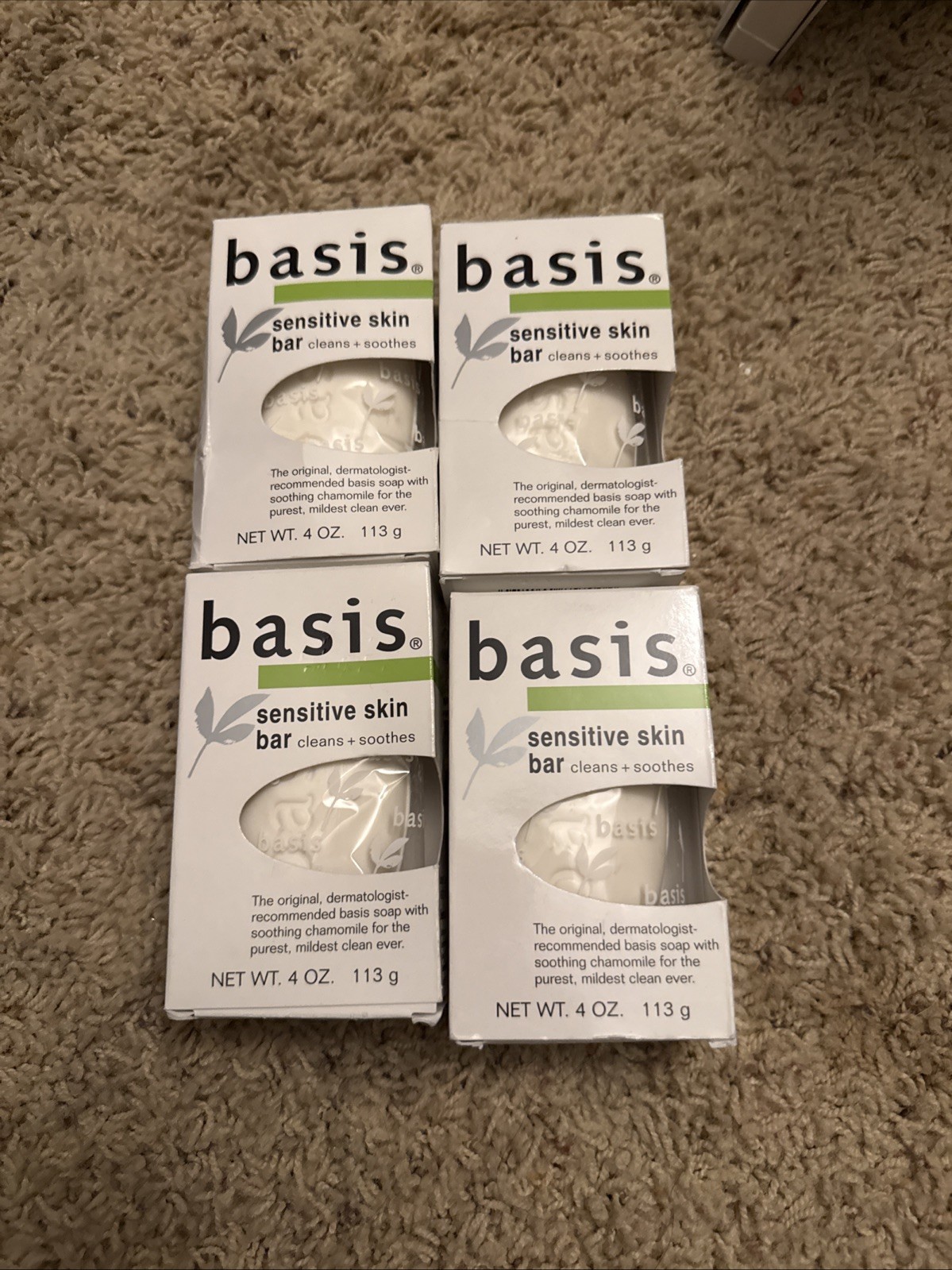 Basis Sensitive Skin Bar Soap – 4oz, 4 Pack