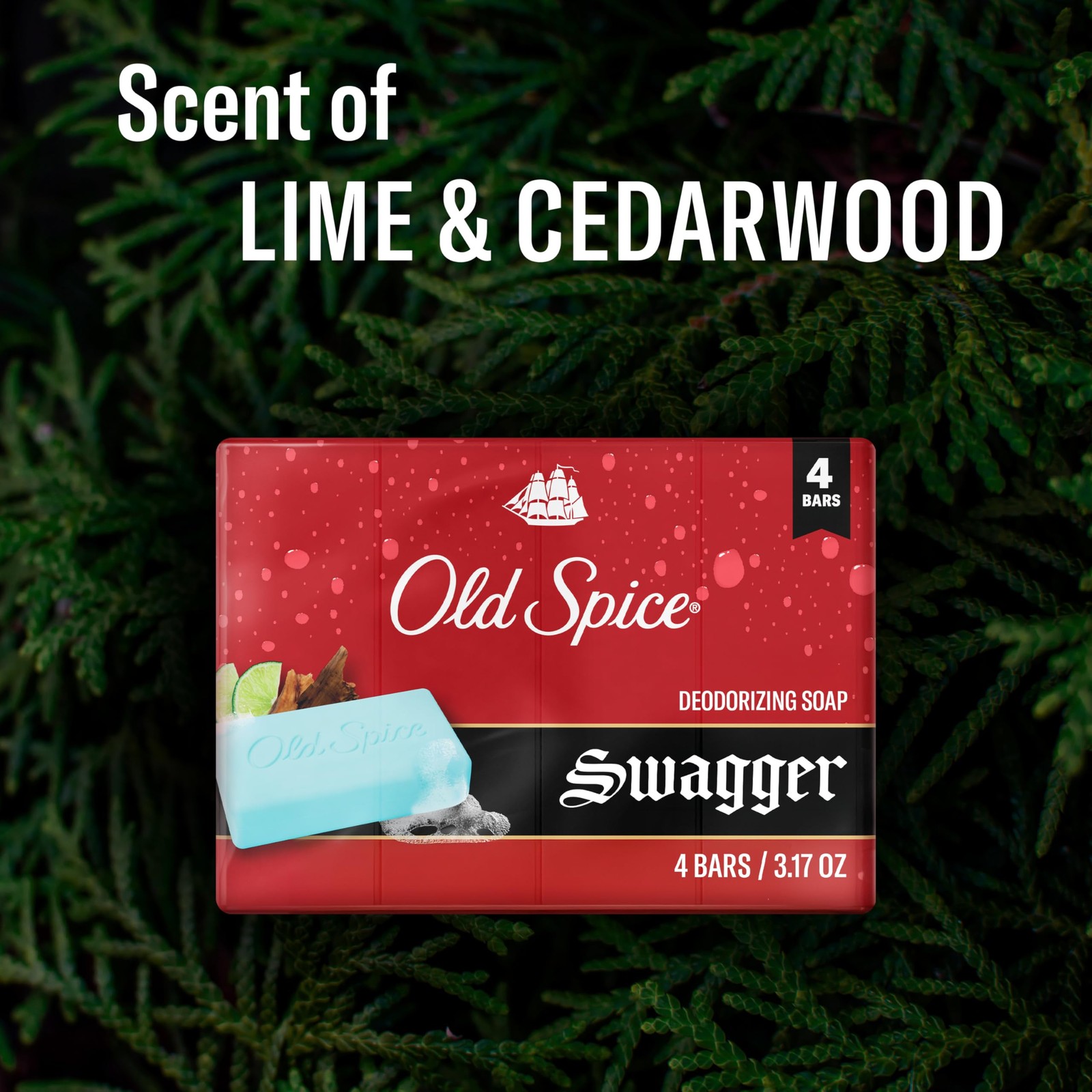 Old Spice Bar Soap for Men, Refreshing Clean to 3.17 Ounce (Pack of 4), Red