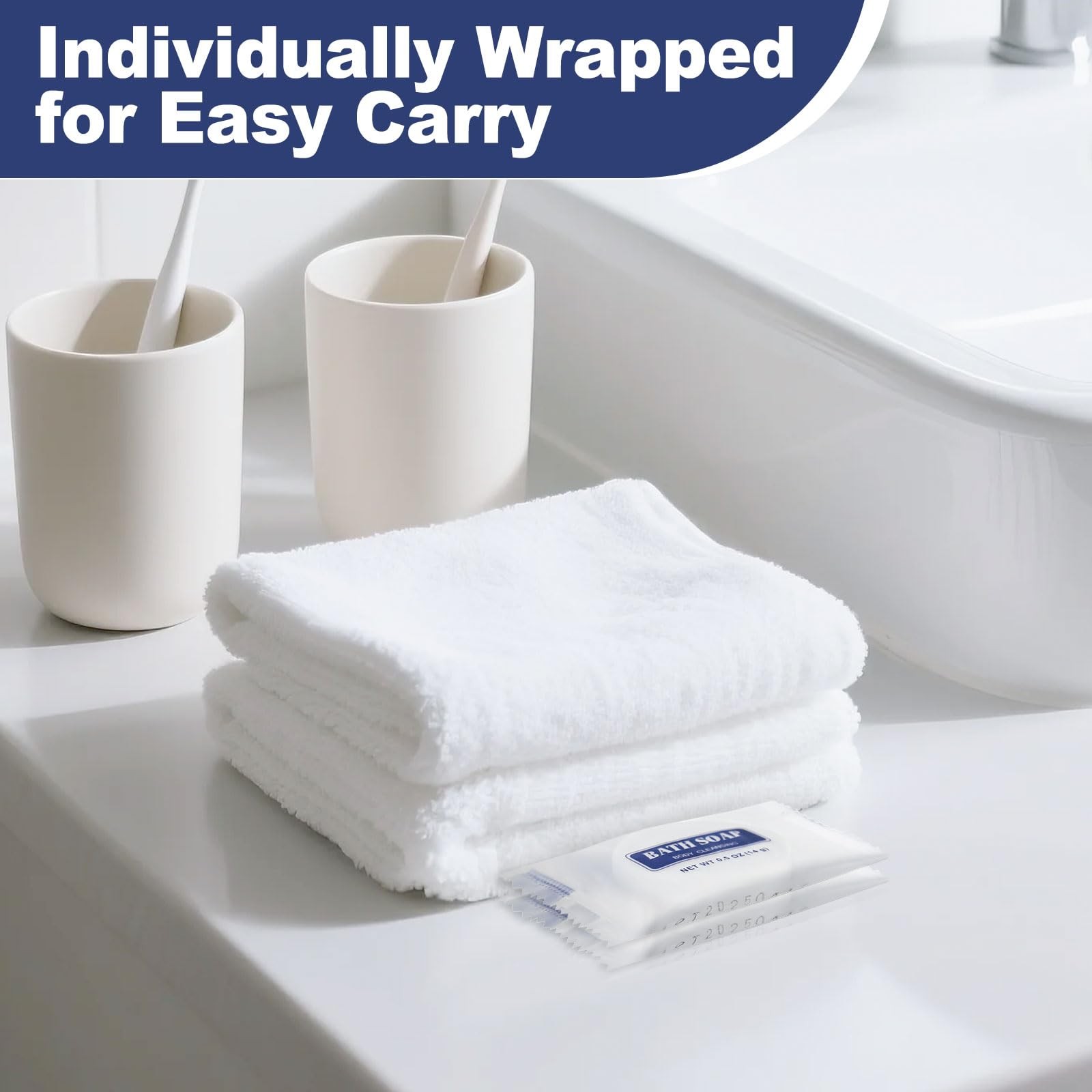 HQSLsund 0.5 oz Bulk Travel Size Bars Soap, Individually Wrapped Small Face a…