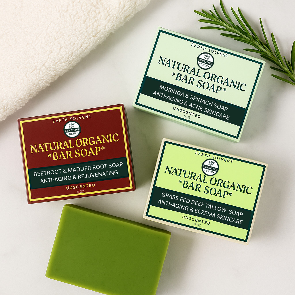 Earth Solvent Natural Organic Handmade Soap For Face & Body Mild Soap Bar 5oz