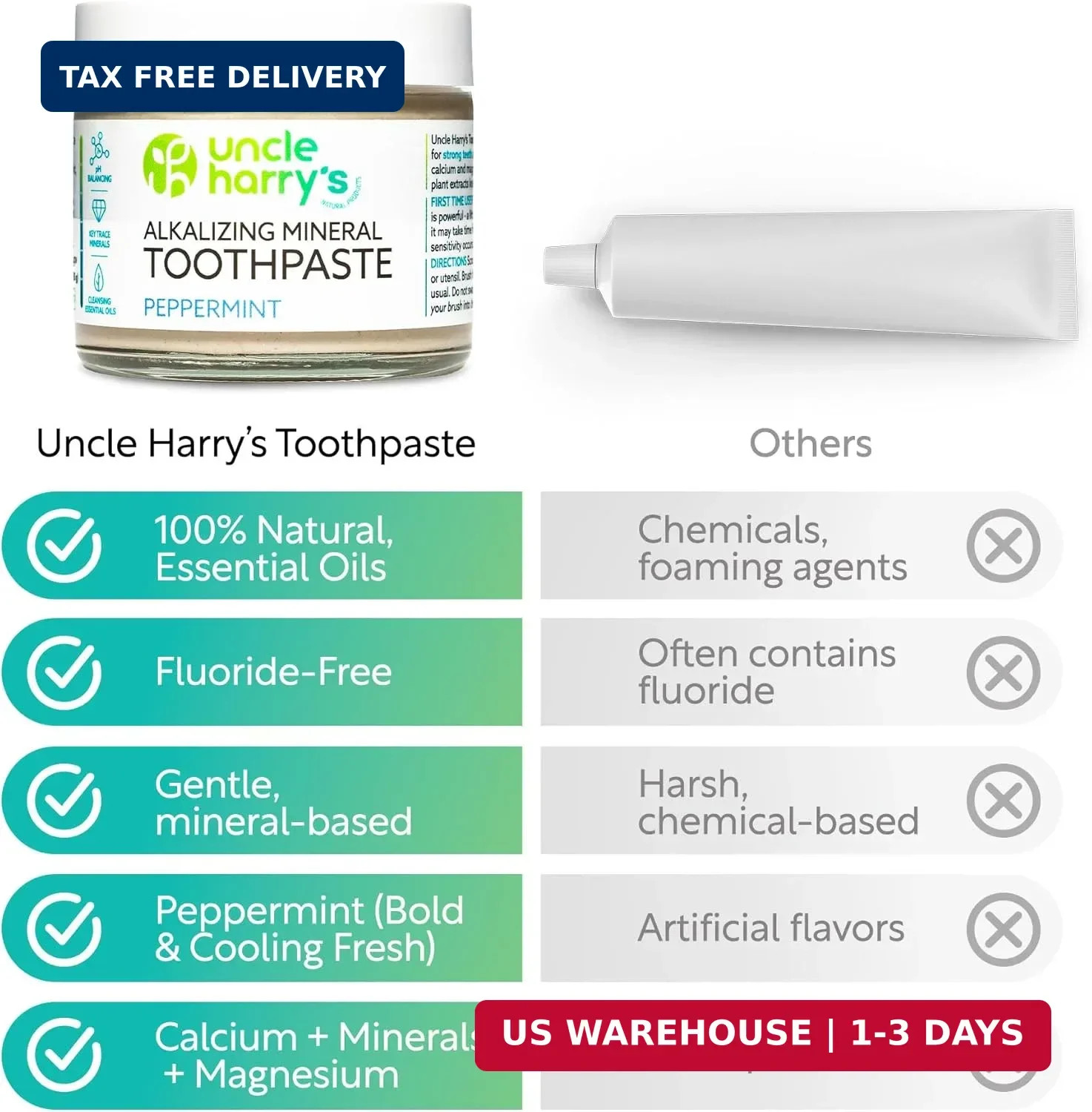 Uncle Harry’s Peppermint Remineralizing Toothpaste | Natural Whitening Tooth Pas