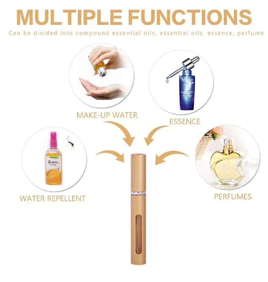 3 Pack 10ml Perfume Atomizer Bottles Refillable Travel Spray Pump Set Leakproof