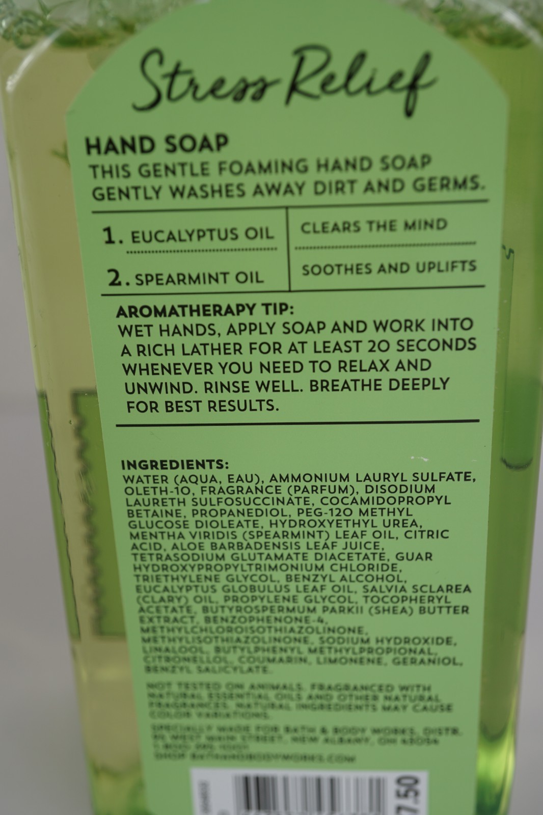 BATH & BODY WORKS AROMATHERAPY STRESS RELIEF EUCALYPTUS SPEARMINT HAND SOAP