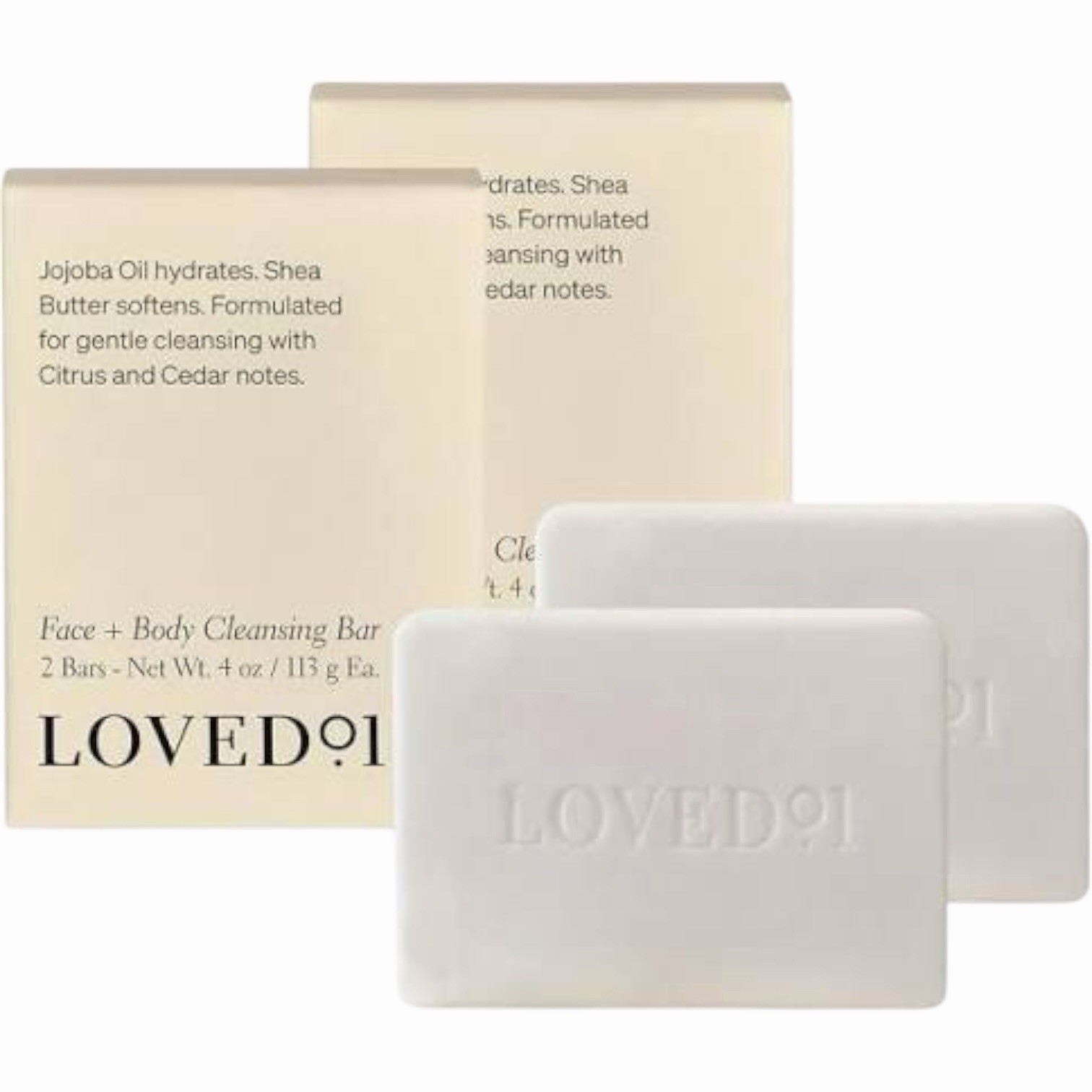 4 x Loved01 Face + Body Cleansing Bars 4 – Jojoba Oil & Shea Butter ( 4 Bars)