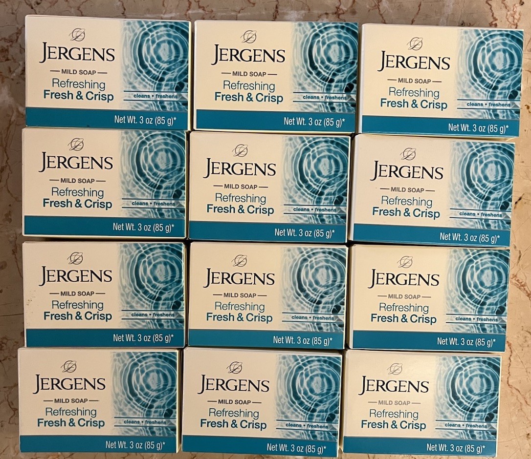 Lot of 12 Jergens Mild Soap Refreshing Fresh & Crisp Bar Soap 3oz NEW