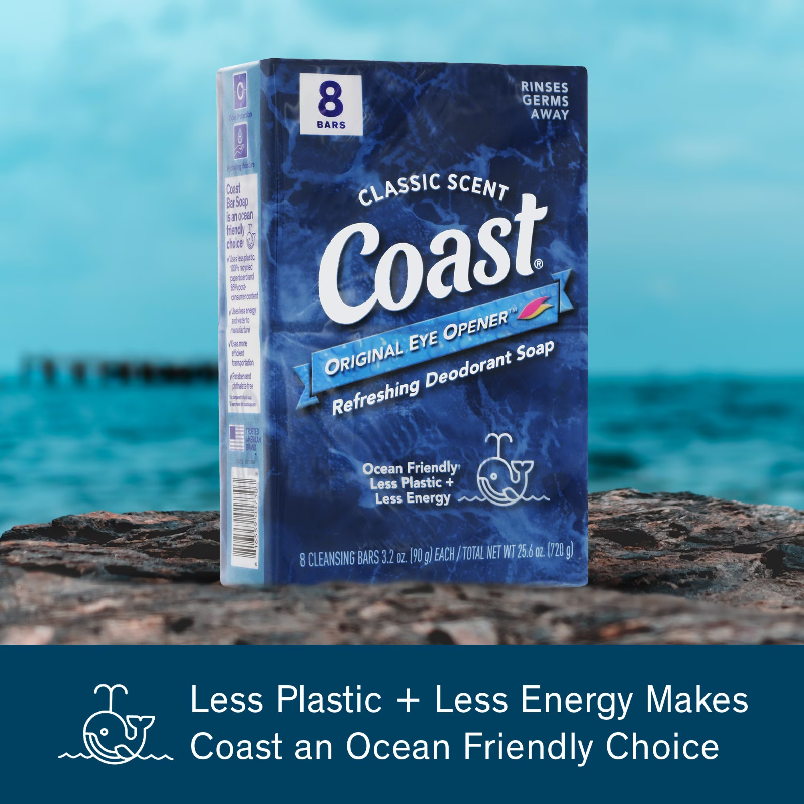 Coast Refreshing Deodorant Bar Soap, for All Skin Types, Classic Scent, 3.2 oz,