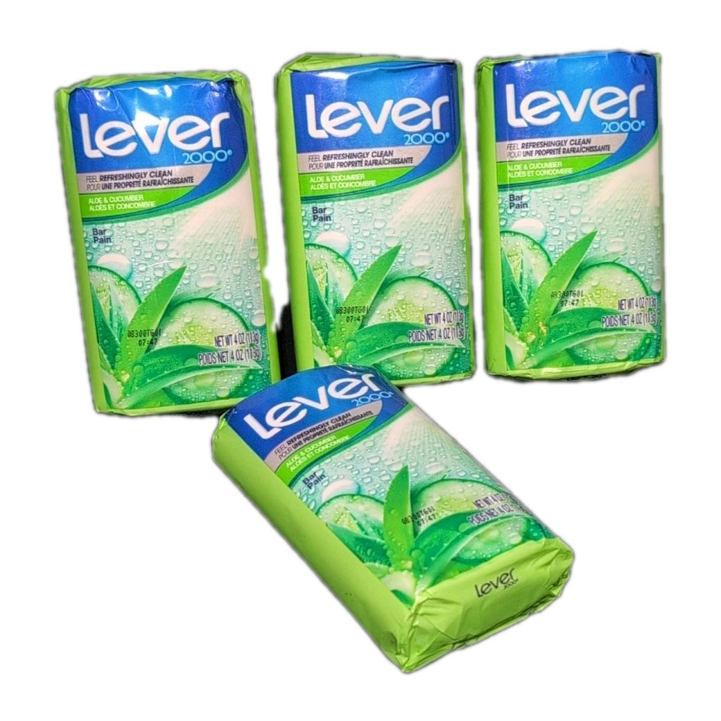 Lever 2000 Fresh Aloe Cucumber Bar Soap Made in Mexico Lot of 4 Bars 4 oz Ea HTF