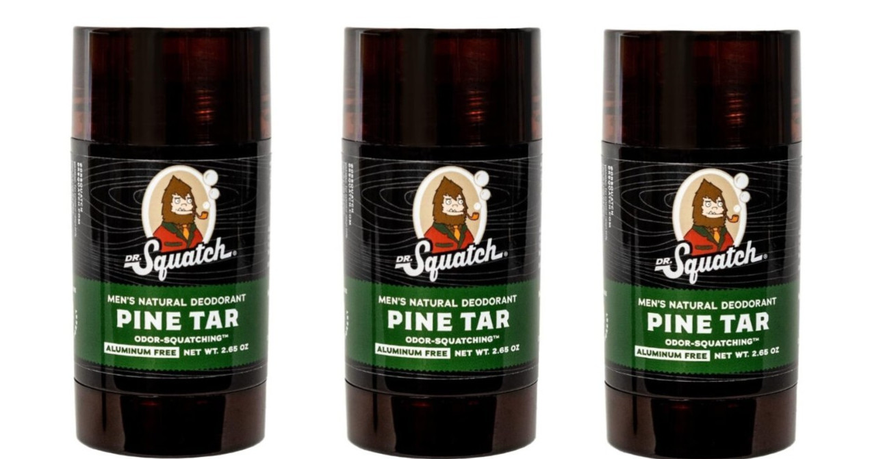 3 PACK, DR SQUATCH Natural Deodorant for Men 2.65oz PINE TAR, Odor-Squatching