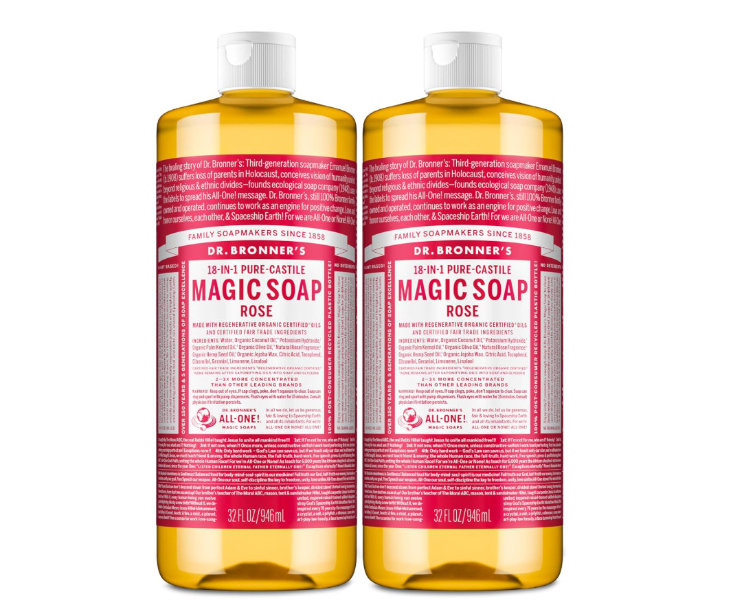 Dr. Bronner’s Magic Soap – Rose – Pure-Castile Liquid Soap – 32 fl oz x 4-pack