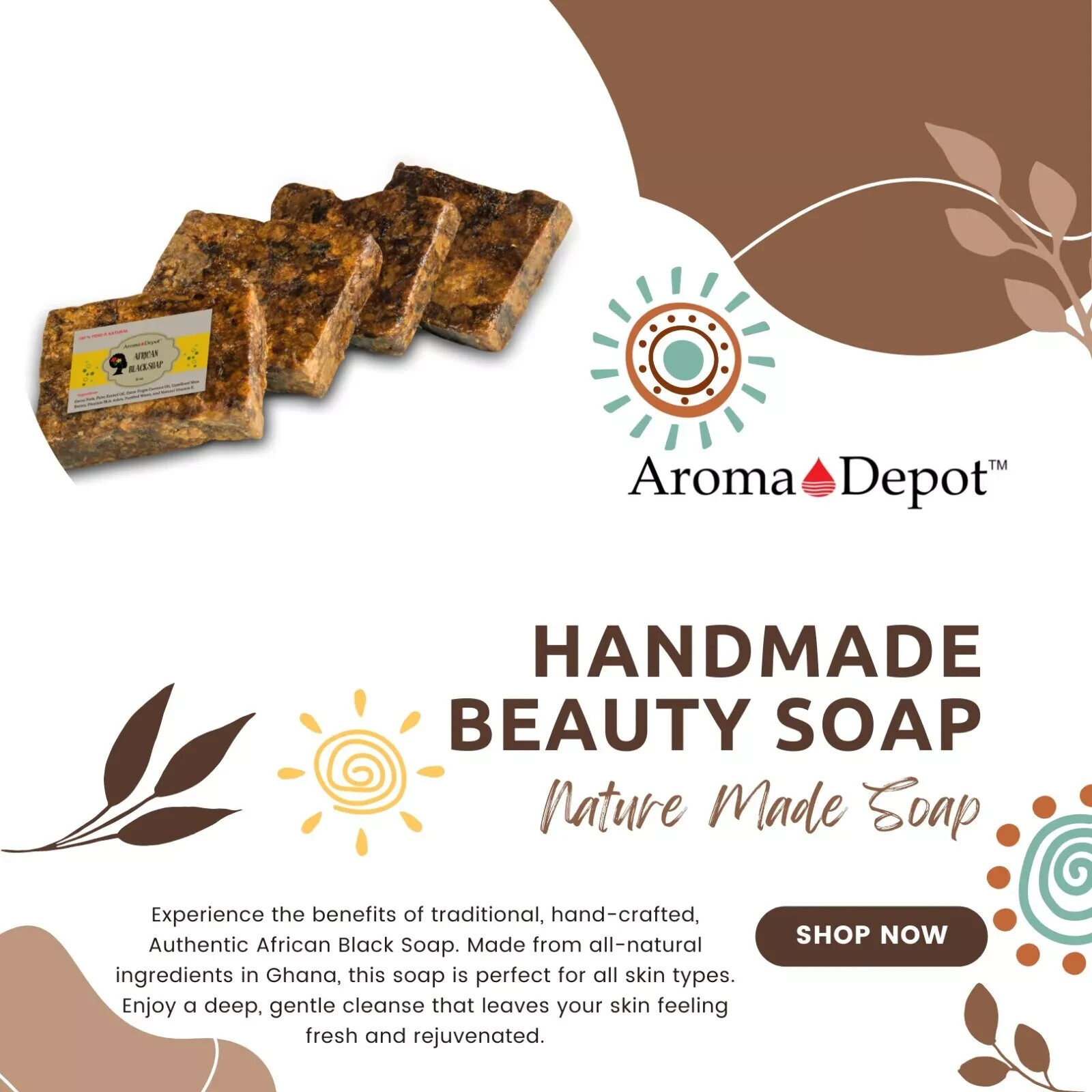 Raw African Black Soap Bar 2 oz. 100% Raw Organic Natural Unrefined Wholesale