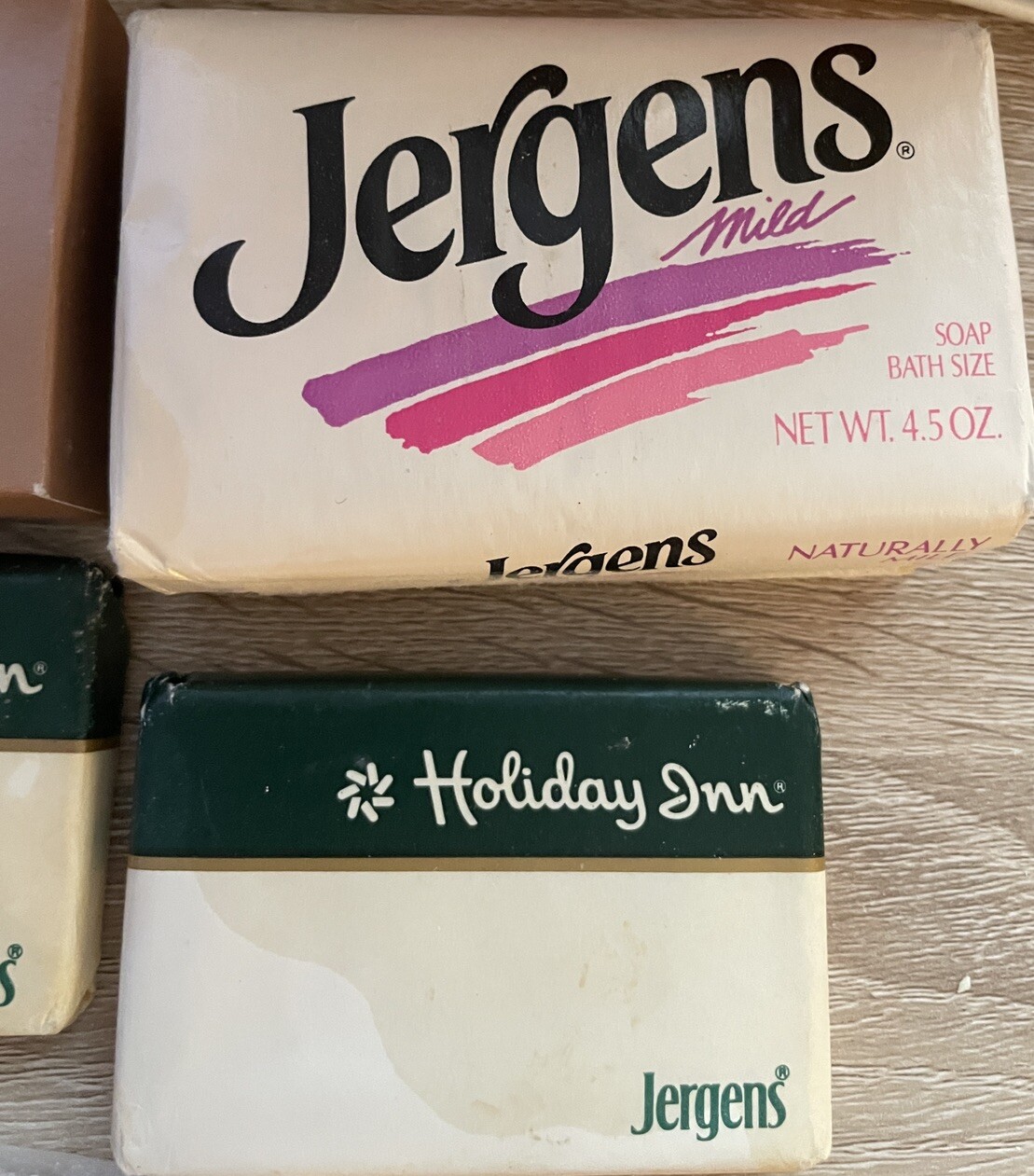 Vintage Jergens Bar Soap Lot 5 piece Hotel Size Mixed x 4 Full Size Mild x 1
