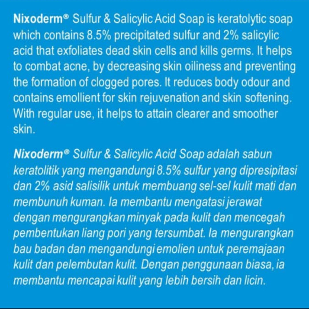 Nixoderm Sulfur & Salicylic Acid Soap (100g) x 8 pcs