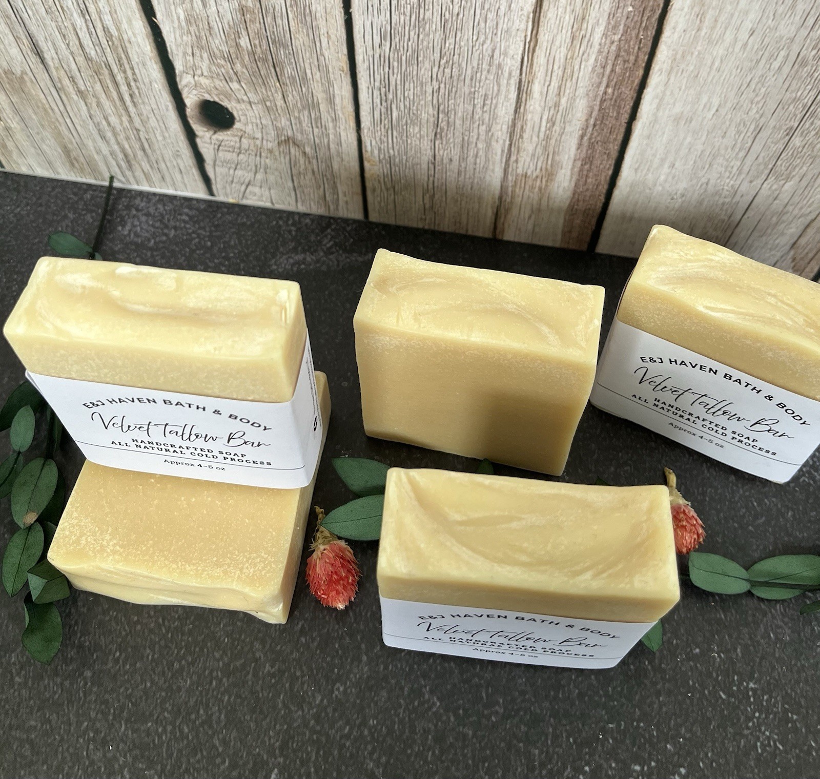 E&J Haven Bath & Body Velvet Tallow Bar Soap Honey Scent Cold Process $7.50 each