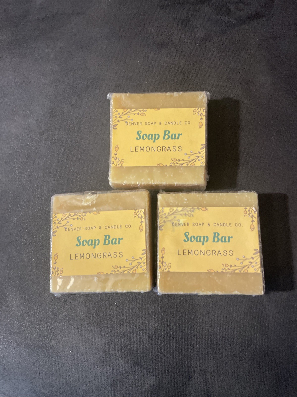 (3), 4 1/2 OZ Lemongrass Scented Bath Soap Bar From Denver Soap & Candle Co.