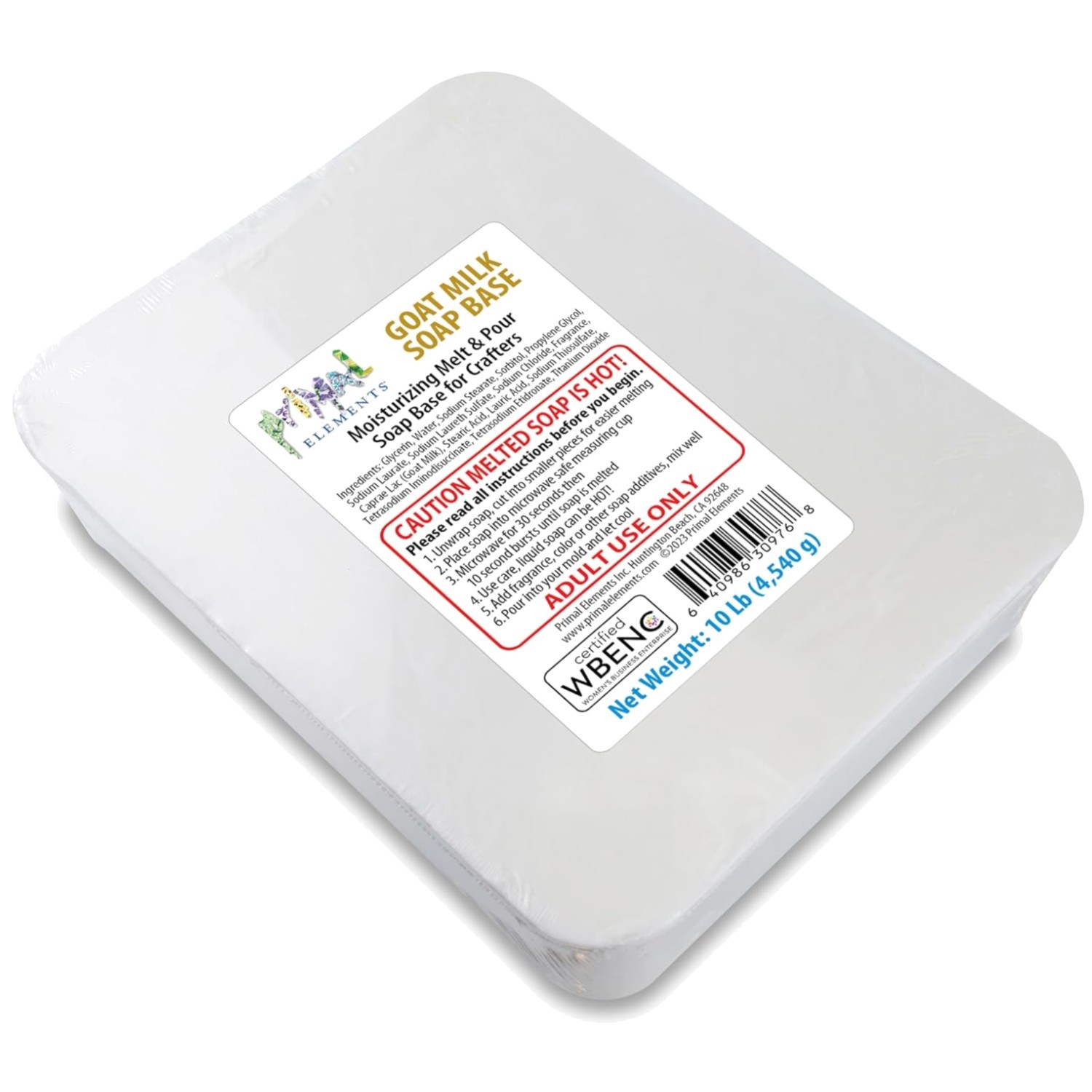 Melt and Pour Goat Milk Soap Base – 10lb Bar for Soap Making